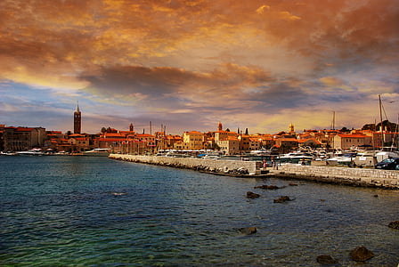 Barche, edifici, città, nuvole, Dock, Porto, Porto