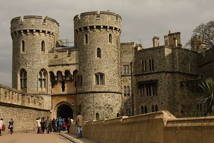 Castelo, Inglaterra, Castelo de Windsor, Inglês, Berkshire, Torres, entrada