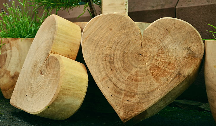 gỗ, gỗ nghệ thuật, khắc gỗ, nhà điêu khắc gỗ, tác phẩm nghệ thuật, trái tim, trái tim bằng gỗ