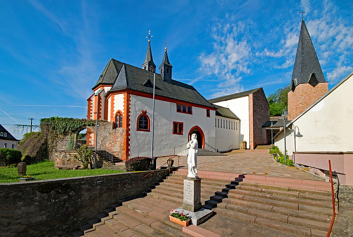 poutní kostel, Hess obsažené, Mespelbrunn, Bavorsko, Německo, kostel, víra