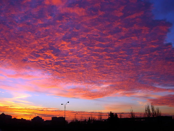 Madrid, Hajnal, felhők, Sky, fény, háttérkép, kontraszt