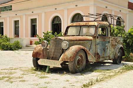 sommer, Rhodes, veteran, gamle timer, rusten bil, retro