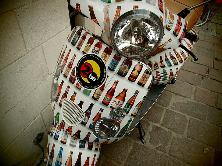 オートバイ, ベルギー, ビール, 光