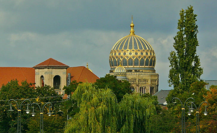 Берлин, изглед към града, синагога, сграда, архитектура, Църква, купол