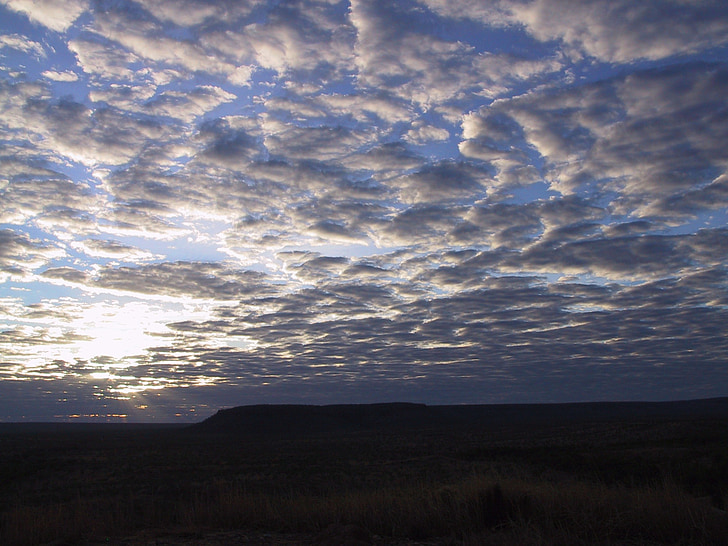 východ slunce, morgenstimmung, ráno, Austrálie, plochý, obloha, mraky