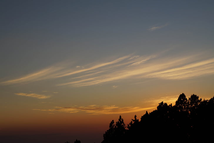 El Salvador, Sky, solnedgång, träd, bergen, moln, Sierra