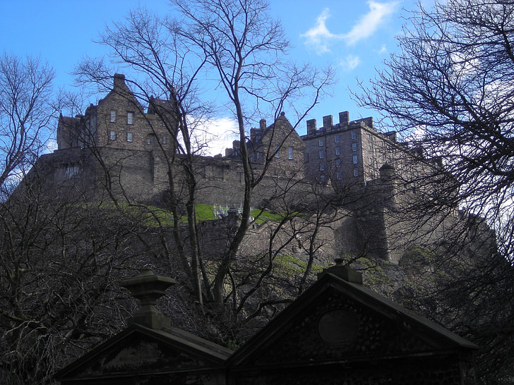 hrad, Edinburgh, Skotsko, Architektura, strom