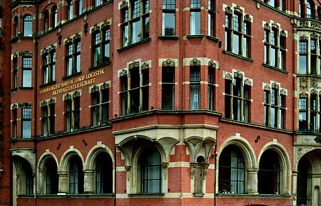 budynek, Cegła, Hamburg, Speicherstadt, Architektura, Domy, stary speicherstadt