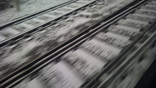 toget, veje, sne, tog, sti, jernbanespor, horisonten