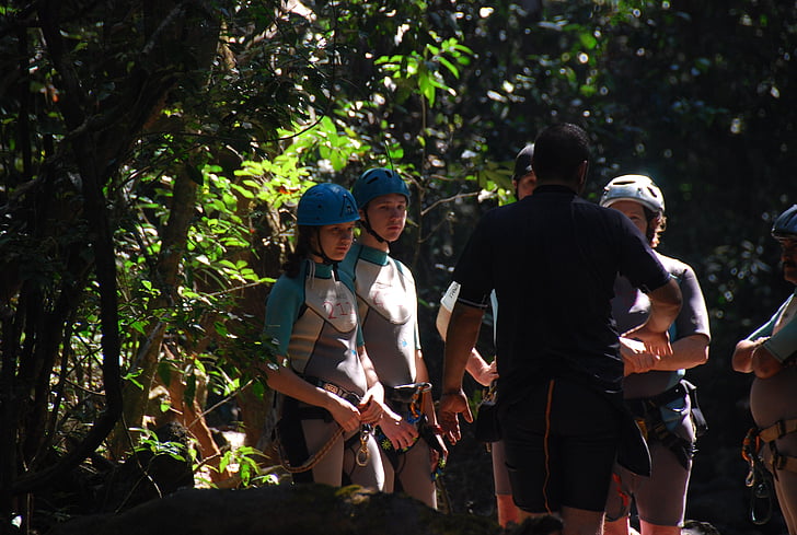 canyoning, sports, adventure, outdoors, extreme, climbing, people