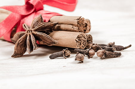 anice, aromatic, christmas, cinnamon, decoration, red, spices