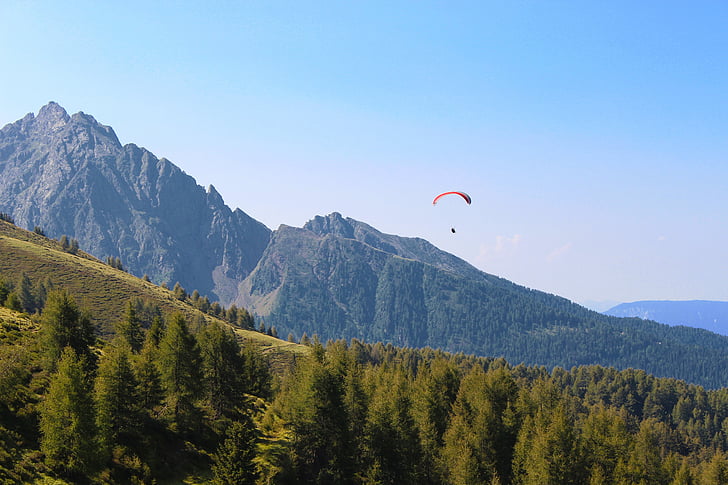 paragliding, landskab, paraglider, flyvende, udendørs, natur, eventyr