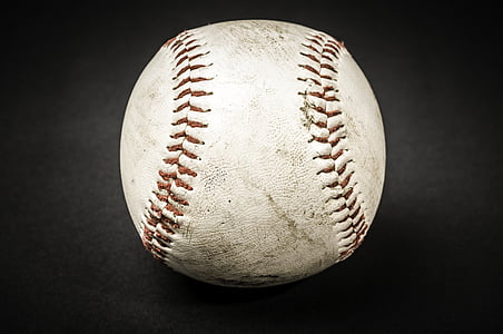 basebol, sujo, desporto, bola, velho, vintage, usado