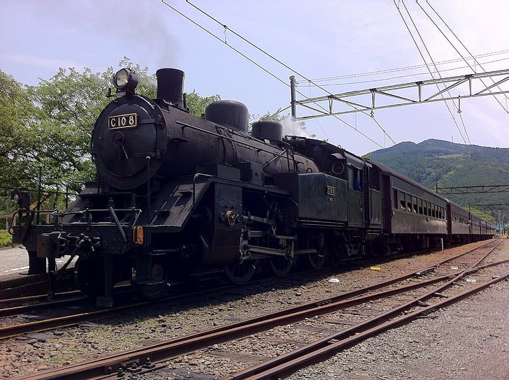 locomotora de vapor, tren, Japón, tráfico