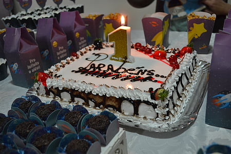 cukroví, dekorace, strana, narozeniny, dort, jídlo, barevné
