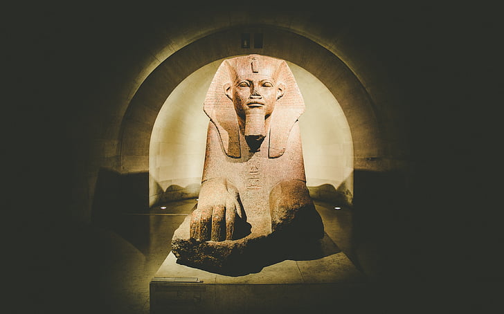Sphinx, monument, Louvre, illustrationer, skulptur, design, statue