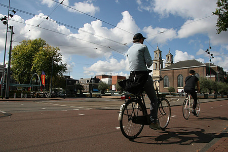 Amsterdam, bicicleta, Waterlooplein, cena de rua