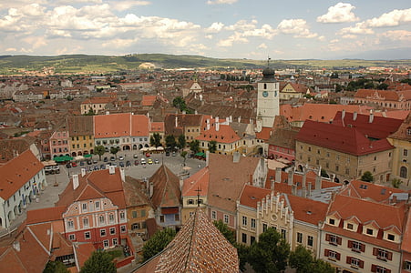 Sibiu, City, middelalderlige, arkitektur, rejse, Rumænien, turisme