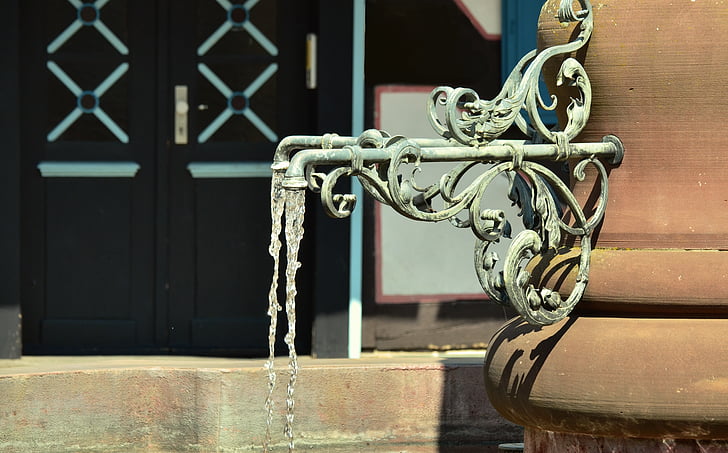 fountain, faucet, water fountain, iron, wrought iron, ornament, old