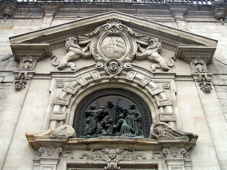 San nicolas Biserica, Bilbao, relief, Spania, fatada, arhitectura, decor
