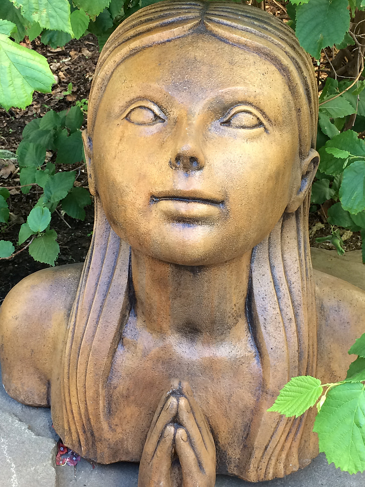 girl statue, garden decoration, praying, sculpture, decoration, statue, woman