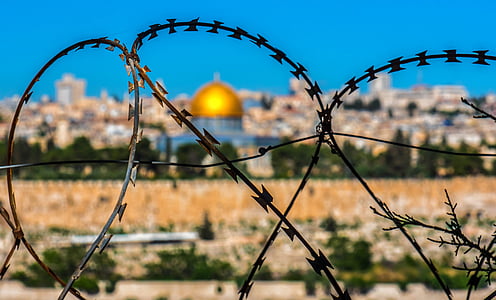 szögesdrót, Jeruzsálem, Szentföld, templom, Izrael, chainlink kerítés, védelem