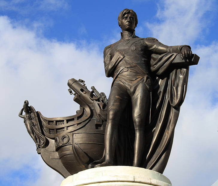 Nelson, statue, England, Birmingham, monument, berømte sted, skulptur
