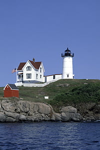 lighthouse, tower, beacon, building, coast, sky, sea
