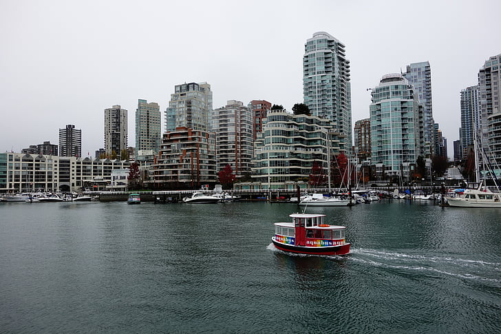 Vancouver, Canadá, Río, de la nave, construcción, residencial, ferry