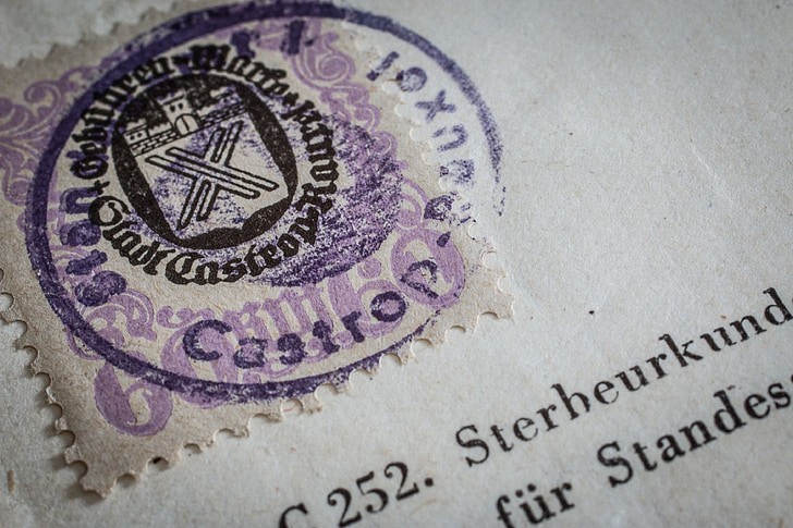 token di, certificato, certificazione, 1947, storia, certificato di morte