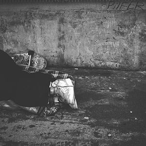 abandoned, adult, black-and-white, cavalry, citylife, dirty, homeless