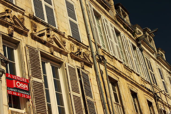 Franciaország, hauswand, homlokzat, ablak, haza, építészet, épület külső