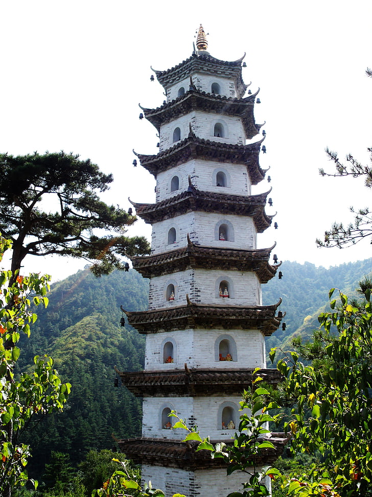 Torre, estupa, el paisatge, muntanya, budisme, religió, Monestir