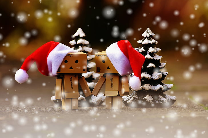 danbo, christmas, figure, together, hand in hand, love, togetherness