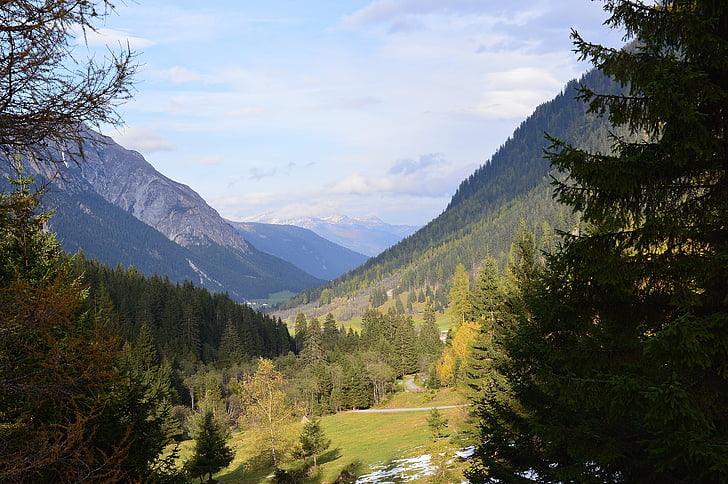 Gschnitztal, Steinach på brännare, Gschnitz, hösten, bergen, Tyrolen, Österrike