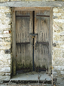 porte, vieux, village, bois, entrée, antique, en bois
