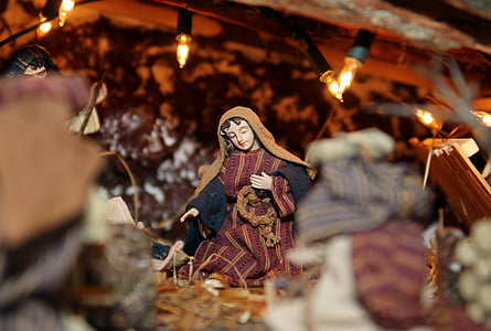 Krippe, Maria, Holzfigur, Weihnachten, Advent, Abbildung, Santon