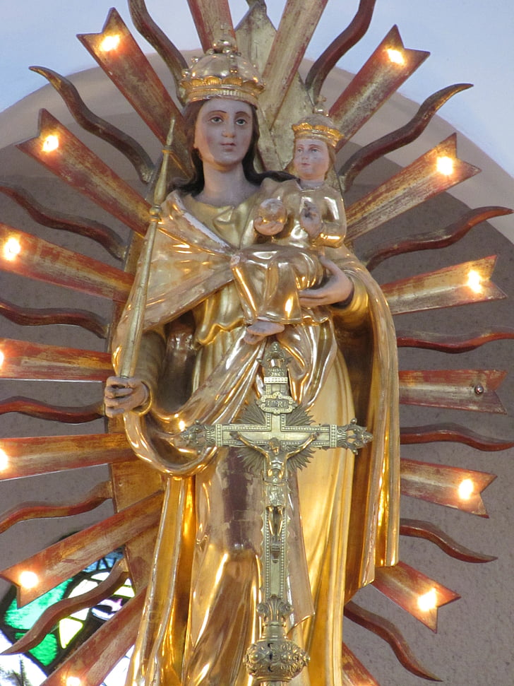 estátua, Mary, cristão, mulher, Madonna