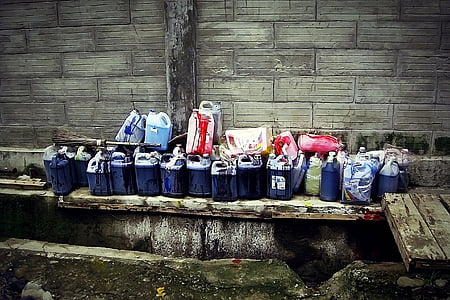 Kosz, Urban, sztuka, Ulica, śmieci, ściana, Indonezja