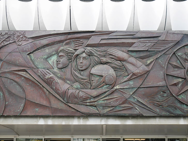 berlin, walter womacka, art most construction, art of ddr, relief, house of travel, space travel