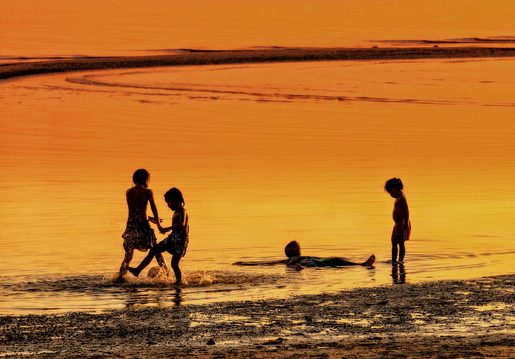 Кох Самуи, деца, игра, плаж, остров, празник, Тайланд