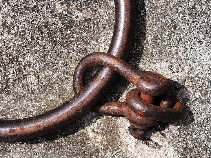 shackle, ring, iron, steel, rust, attach, attachment