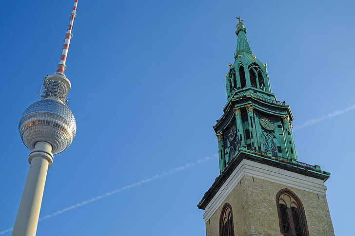 St. mary's church, Berlin, bygning, arkitektur, kirke, historisk set, Steeple