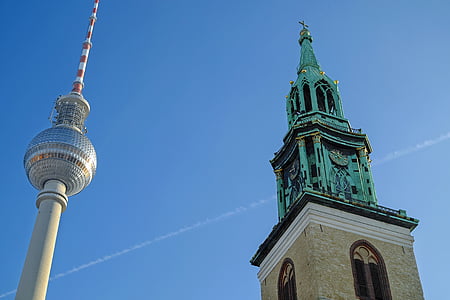 Szent Mária templom, Berlin, épület, építészet, templom, történelmileg, Steeple