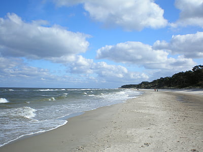 Mar Báltico, Playa, nubes, Isla de usedom, Alemania, naturaleza, paisaje