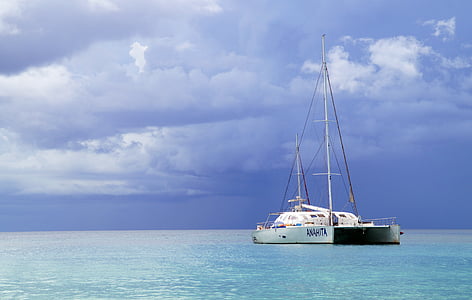 thuyền, tôi à?, kỳ nghỉ, nước, màu xanh, Catamaran, Water's edge