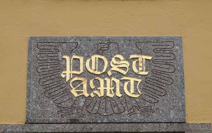 post office, Postar, entrada, escudo, placa, velho