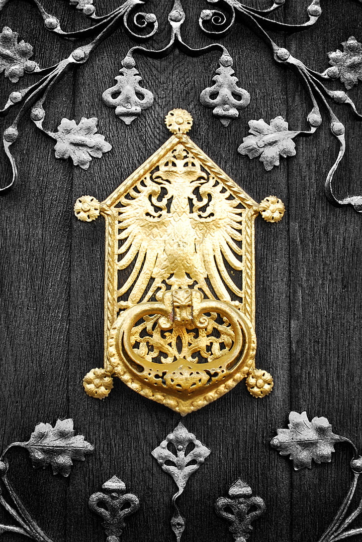 door, gold, doorplate, shiny, metal, hardware, ancient