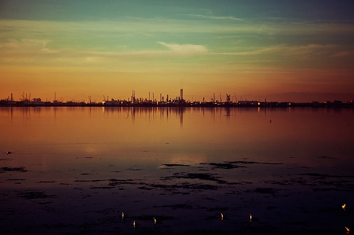 paisaje, Fotografía, ciudad, Skyline, oro, hora, puesta de sol
