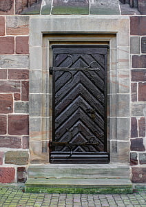 drzwi, stary, drewno, Stare drzwi, metalu, Montaż, kamień